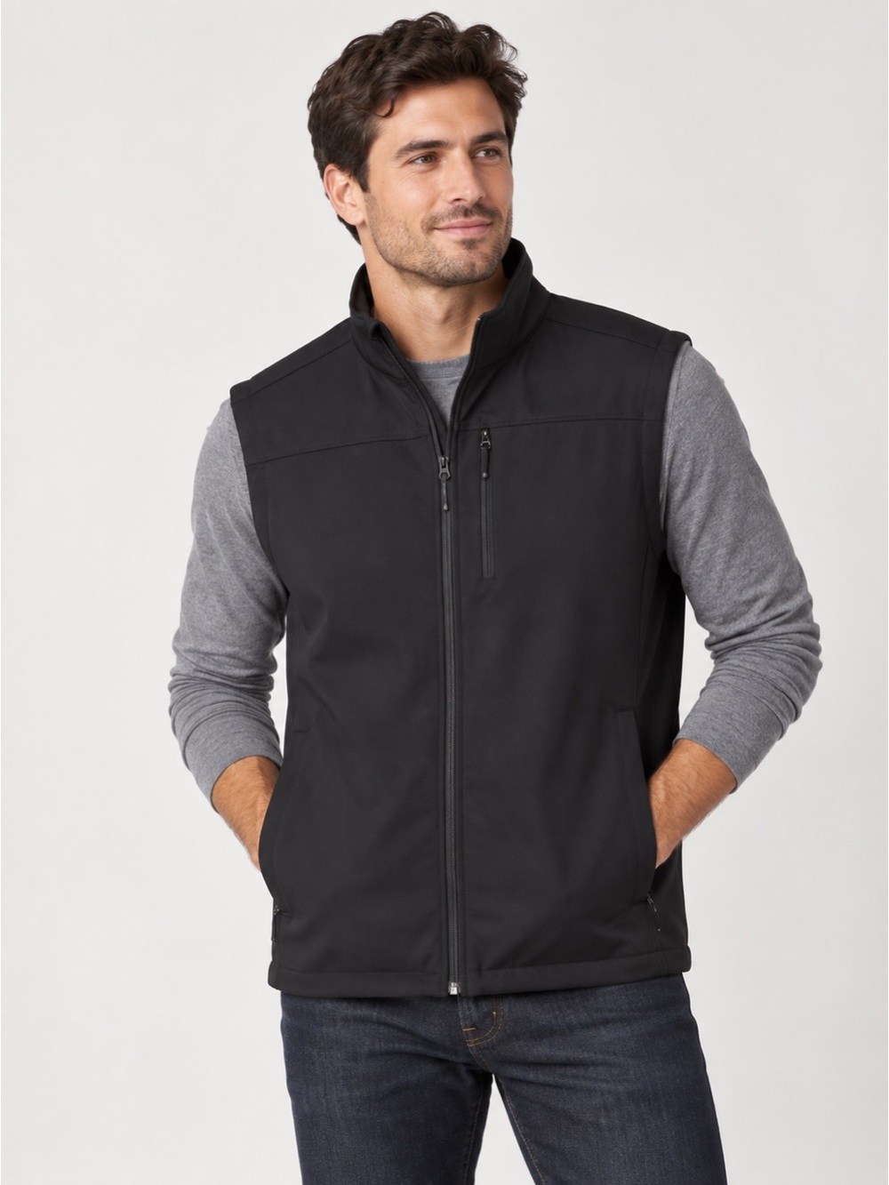 Solaris Men's Black Softshell Vest  XL